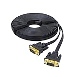 DTECH 10m Ultra Thin Flat Computer Monitor VGA Cable Long 32 Feet Male to Male 15 Pin Connector Standard SVGA Wire Black