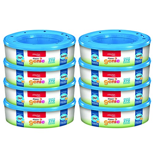 Playtex Diaper Genie Refill Bags, Ideal for Diaper Genie Diaper Pails, Registry Gift Set, Pack of 8, 2160 Count