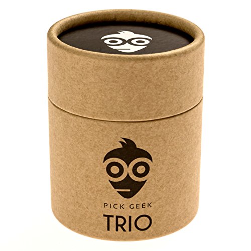 Pick Geek TRIO | 3 Sets of Premium Guitar Picks (Plectrums) | for Your Electric, Acoustic, or Bass Guitar | X Heavy, Heavy, Medium & Light | Gifted in 3 Metal Pocket 'Click Clack' Boxes