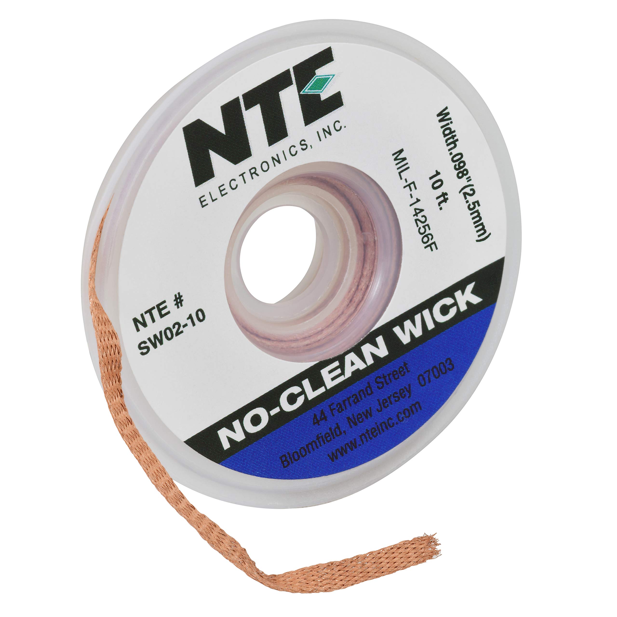 Book Cover NTE Electronics SW02-10 No-Clean Solder Wick, 4 Blue, 098