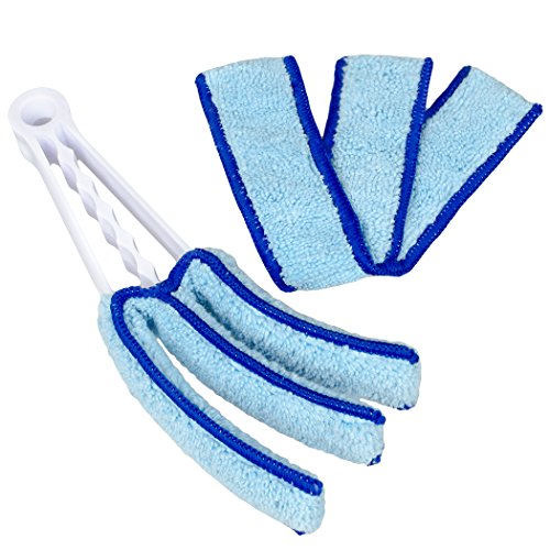 Book Cover Interthing Microfiber Wuzzy Venetian Blind Duster Shutters Cleaner with Two REMOVABLE SLEEVES