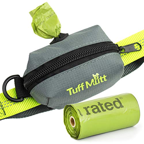 Book Cover Tuff Mutt Poop Bag Holder Attaches to Dog Leash, Includes 1 Roll of Earth Rated Poop Bags, Waste Bag Dispenser and Lightweight Fabric. Makes a Great Walking, Running or Hiking Accessory