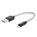 iKits Lightning to USB Cable Data Sync Short 8 Pin Cable for iPhone 6S iPhone 6,iPhone 5/5S/5C, Metal Plug & Mixed Color Cotton Jacket, 0.5ft / 6inches Short Cable