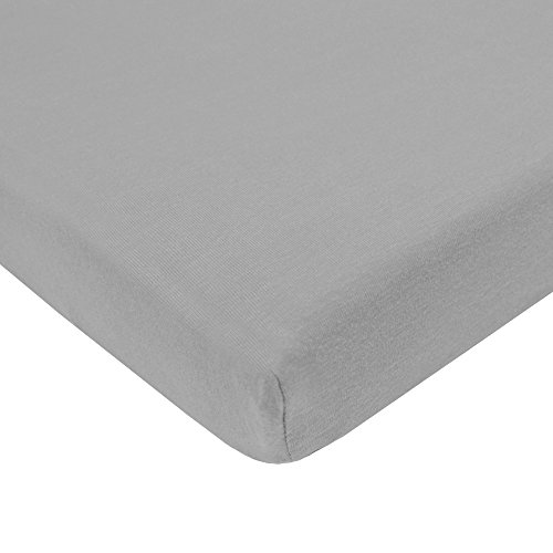 Book Cover TL Care 100% Natural Cotton Value Jersey Knit Fitted Portable/Mini-Crib Sheet, Gray, Soft Breathable, for Boys and Girls, 24