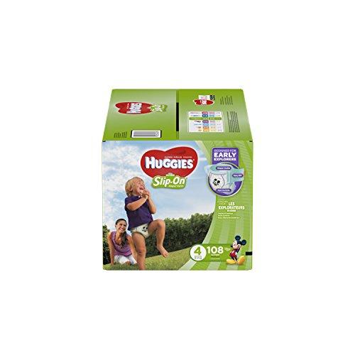 Book Cover HUGGIES Little Movers Slip On Diaper Pants, Size 4