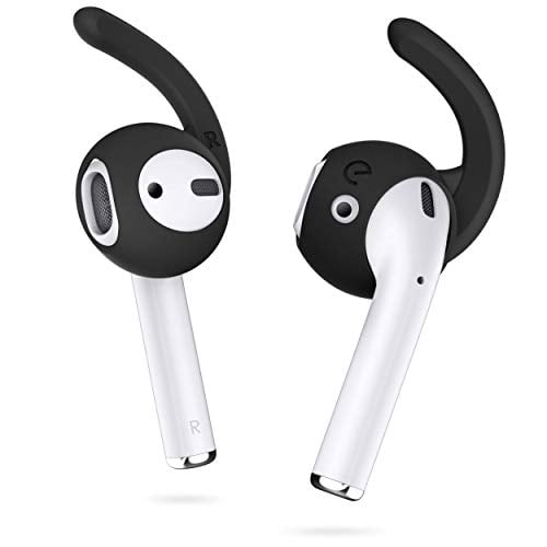 Book Cover EarBuddyz 2.0 Ear Hooks and Covers Accessories Compatible with Apple AirPods 1 & 2 or EarPods Headphones/Earphones/Earbuds (3 Pairs) (Black)