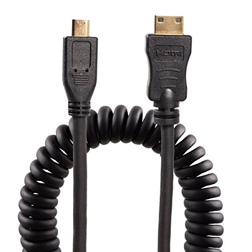 UCEC 11.81"/30cm Coiled Micro HDMI to Mini HDMI Cable for Atomos Ninja Star Tablets Cameras