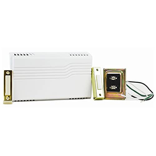 Newhouse Hardware CKIT1 Two Note Electric Door Bell Chime Kit w/ 16V/10VA Transformer & Surface Mount Lighted Push Buttons, 16V/10 Vac, White