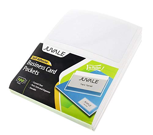 Book Cover Business Card Sleeves - Self Adhesive, Peel and Stick Top-Loading Business Card Holders (100 Pack)
