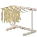 VonShef Pasta Drying Rack - Collapsible Wooden Spaghetti, Noodle and Fresh Pasta Drying Stand - Natural Beechwood