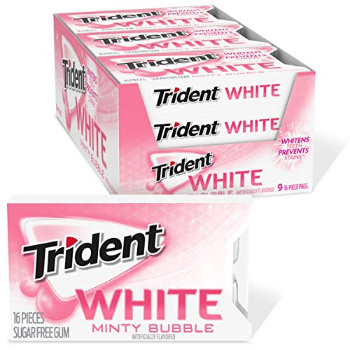Trident White Minty Bubble Sugar Free Chewing Gum 16 Pieces 39 g
