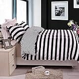 NTBAY 3 Pieces Microfiber Striped Duvet Cover Set, Ultra Soft Zipper Closure, Black and White, King