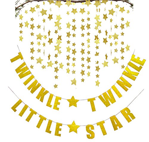 Book Cover Fecedy Gold Twinkle Twinkle Little Star Banner With 2pcs Sparkling Star Garland For Party