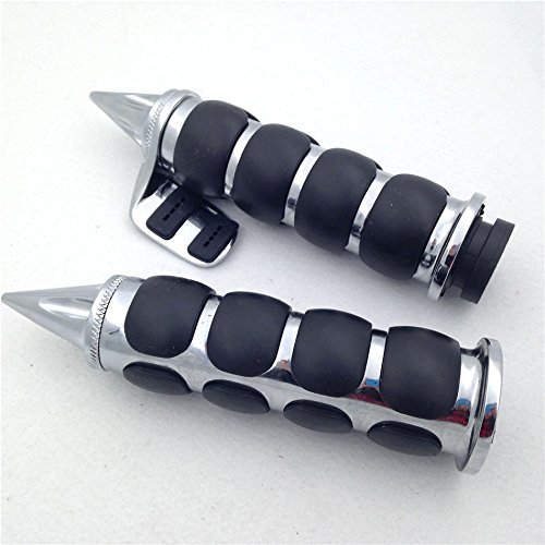 XKH Group Motorcycle Chromed Spike 1" Rubber Hand Grip With Contoured Throttle Boss For Suzuki Intruder LC 1500 Boulevard C90 Volusia 800 Boulevard C50 Marauder 800 Boulevard M50