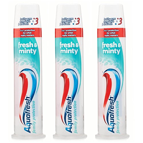 Aquafresh Fresh & Minty Whitening Pump Action 3 in 1 Formula Toothpaste 100 ml (pack of 3)