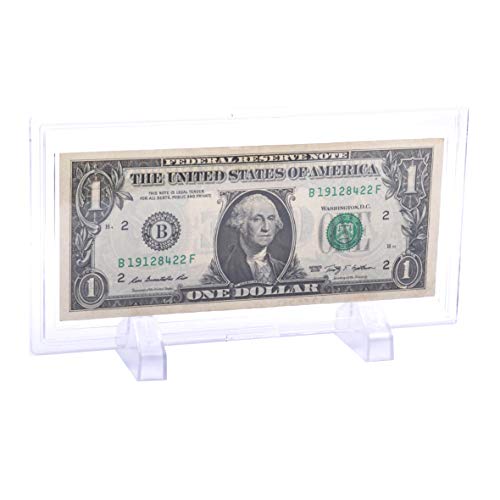 PayandPack Currency Display Case Slab Holder Frame w/Two Stands for Regular Bill Dollar Paper Cash Money, Clear & Solid (Qty 1)