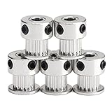 DROK 5PCS Aluminum GT2 Timing Belt Pulley 16 Teeth Bore 5mm Width 6mm and Wrench for RepRap 3D Printer Prusa i3