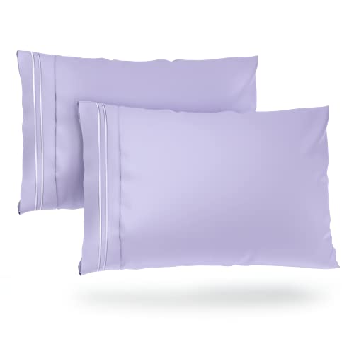 Book Cover Cosy House Collection Pillowcases King Size - Lavender Luxury Pillow Case Set of 2 - Premium Super Soft Hotel Quality Pillow Protector Cover - Cool & Wrinkle Free