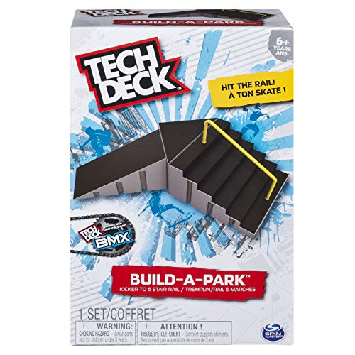Tech Deck 20078799  - Build-A-Park - Kicker To 6 Stair Rail (Grey/Black) Customize Your Park By Building It Your Way!, Multi