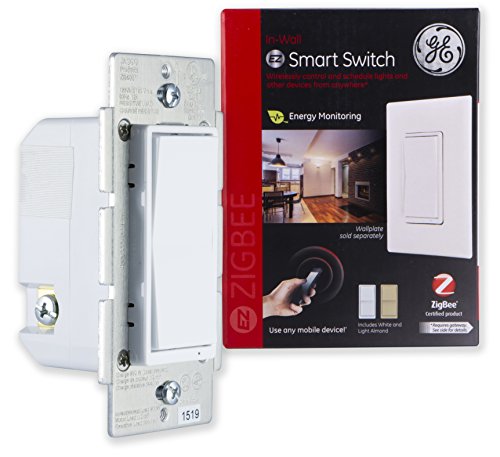 Book Cover GE Zigbee in-Wall Smart On/Off Switch, Works Directly with Amazon Plus, Echo Show (2nd Gen), SmartThings and Wink, LED Compatible, Incl. White & Light Almond Paddles, Neutral Required, 45856GE