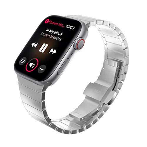 KADES Compatible for Apple Watch Band 42mm, Link Bracelet for Apple Watch Band 44mm Series 4 iwatch Bands 42mm with Butterfly Clasp (Silver)