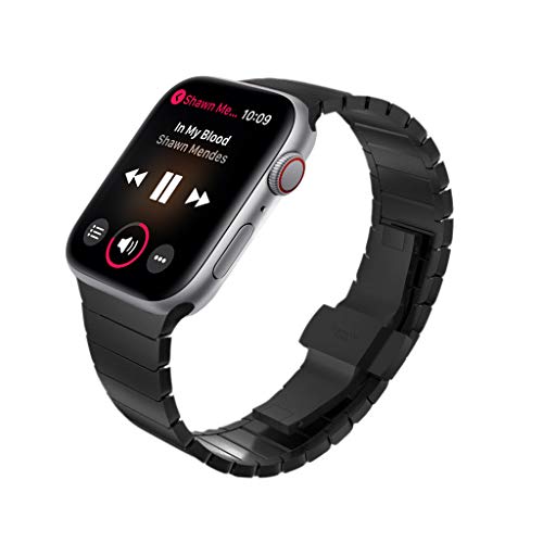 KADES Compatible for Apple Watch Band 42mm, Link Bracelet for Apple Watch Band 44mm Series 4 iwatch Bands 42mm with Butterfly Clasp (Black)