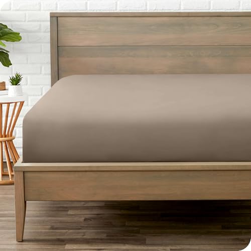 Fitted Bottom Sheet Twin Size - Premium 1800 Microfiber - Ultra-Soft Hotel Luxury - Deep Pocket - Durable and Long Lasting - Twin Fitted Sheet (Twin, Taupe) Twin 06 - Taupe