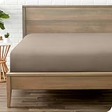 Bare Home Fitted Bottom Sheet Twin Size - Premium 1800 Microfiber - Ultra-Soft Hotel Luxury - Deep Pocket - Durable and Long Lasting (Twin, Taupe)