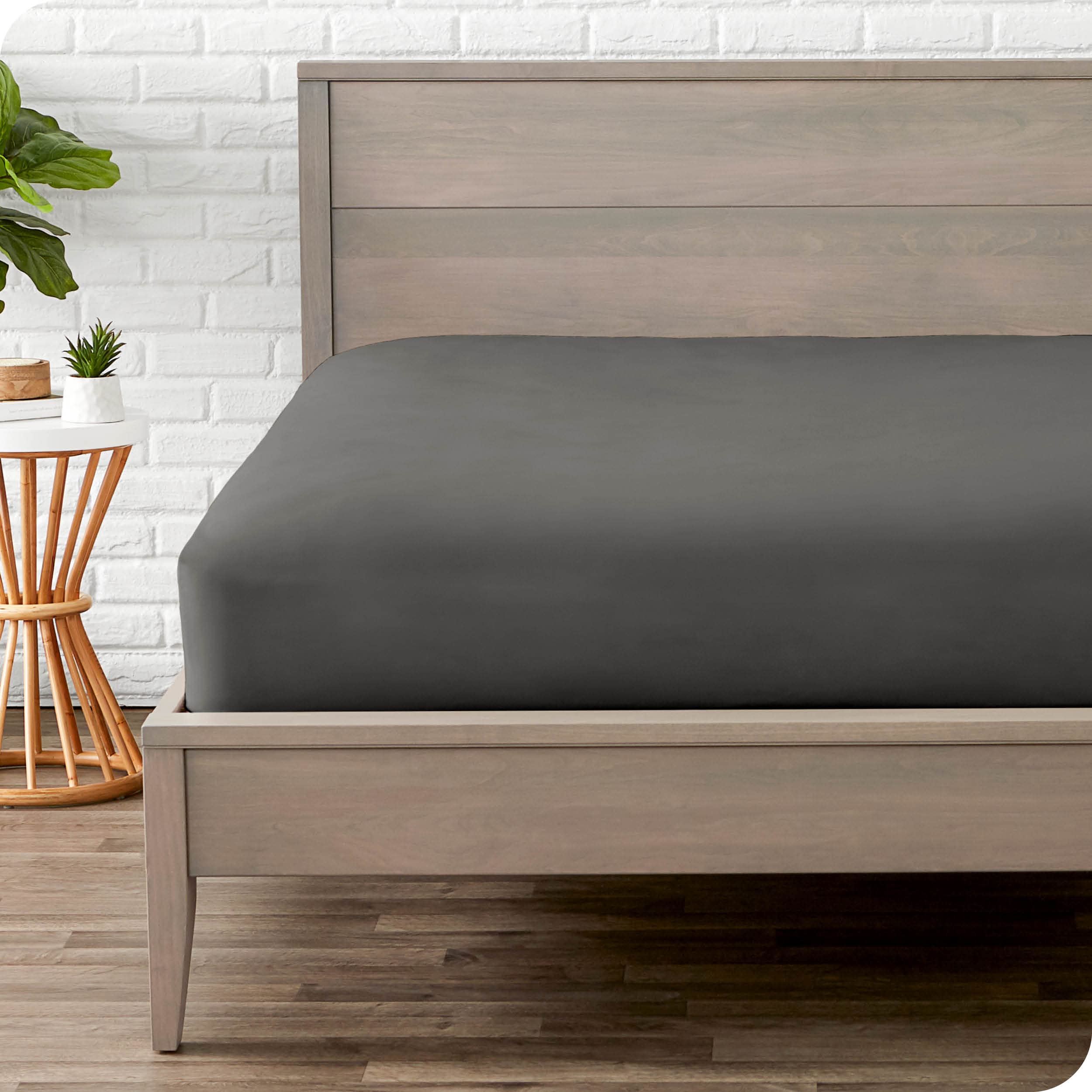 Bare Home Fitted Bottom Sheet Full Size - Premium 1800 Microfiber - Ultra-Soft Hotel Luxury - Deep Pocket - Durable and Long Lasting - Full Fitted Sheet (Full, Grey) Full 03 - Grey