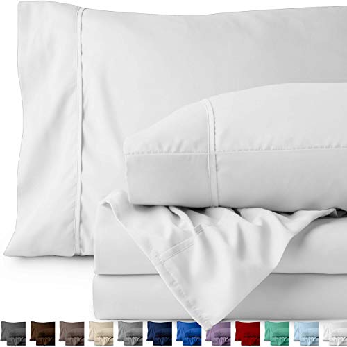 Bare Home Full Sheet Set - Kids Size - 1800 Ultra-Soft Microfiber Bed Sheets - Double Brushed Breathable Bedding - Hypoallergenic - Wrinkle Resistant - Deep Pocket (Full, White)