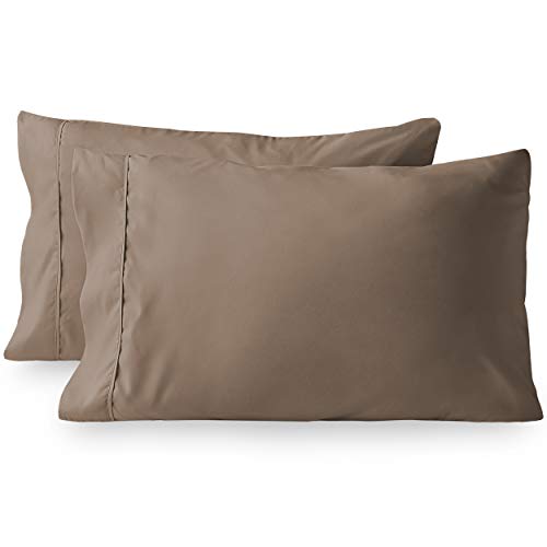 Book Cover Bare Home Microfiber Pillow Cases - Standard/Queen Size Set of 2 - Cooling Pillowcases - Double Brushed - Taupe Pillowcases 2 Pack - Easy Care (Standard Pillowcase Set of 2, Taupe)