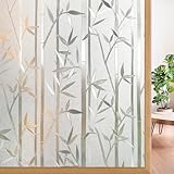 rabbitgoo Frosted Window Film Stained Glass Privacy Window Covering Decorative Window Cling Non-Adhesive Removable Window Decal No Glue Window Sticker for Home 35.6 x 35.6inches