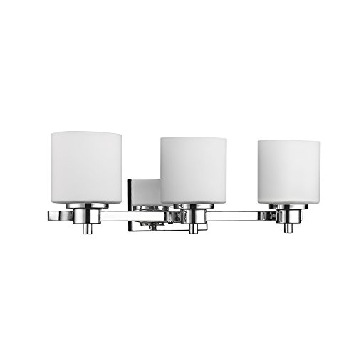 Chloe Lighting CH821036CM24-BL3 Contemporary 3 Light Chrome Finish Bath Vanity Wall Fixture White Alabaster Glass 24" Wide