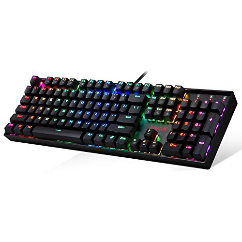 Book Cover Redragon K551 Mechanical Gaming Keyboard RGB LED Backlit Wired Keyboard with Blue Switches for Windows Gaming PC (104 Keys, Black)