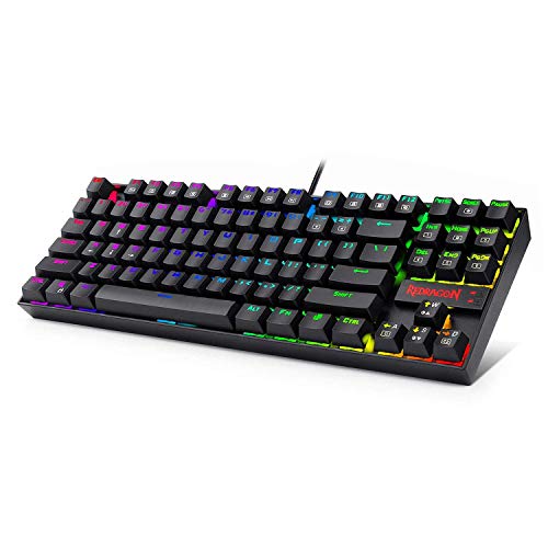 Book Cover Redragon K552 Mechanical Gaming Keyboard 60% Compact 87 Key Kumara Wired Cherry MX Blue Switches Equivalent for Windows PC Gamers (RGB Backlit Black)