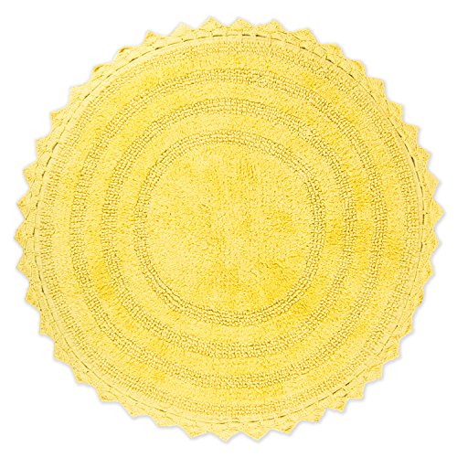 DII Reversable Ultra Soft Crochet Bath Mat, 27.5" Round, Yellow
