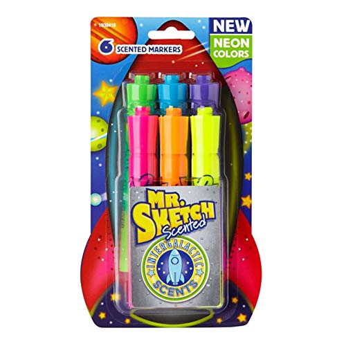 Book Cover Mr. Sketch 1938416 Scented Markers, Chisel Tip, Intergalactic Neon, 6-Count