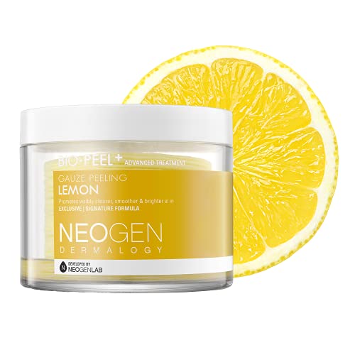 Book Cover DERMALOGY by NEOGENLAB Bio-Peel Gauze Peeling Pad - Exfoliating & Cleansing Pad with Lemon Extract - Rich in Vitamin C - Illuminating & Healthy Skin Complexion - 100% Pure Cotton Gauze - 30 Counts (LEMON)
