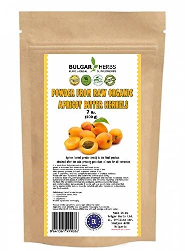 Book Cover Raw Organic Bitter Apricot Kernel Powder, The Best Natural Source of Vitamin B17 | Very Rich in Fatty Acids, Vitamins and Minerals | Used as a Cleansing Face Balm - 7 Oz.