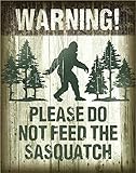 Desperate Enterprises Warning! Please Do Not Feed The Sasquatch Tin Sign - Nostalgic Vintage Metal Wall Décor - Made in USA