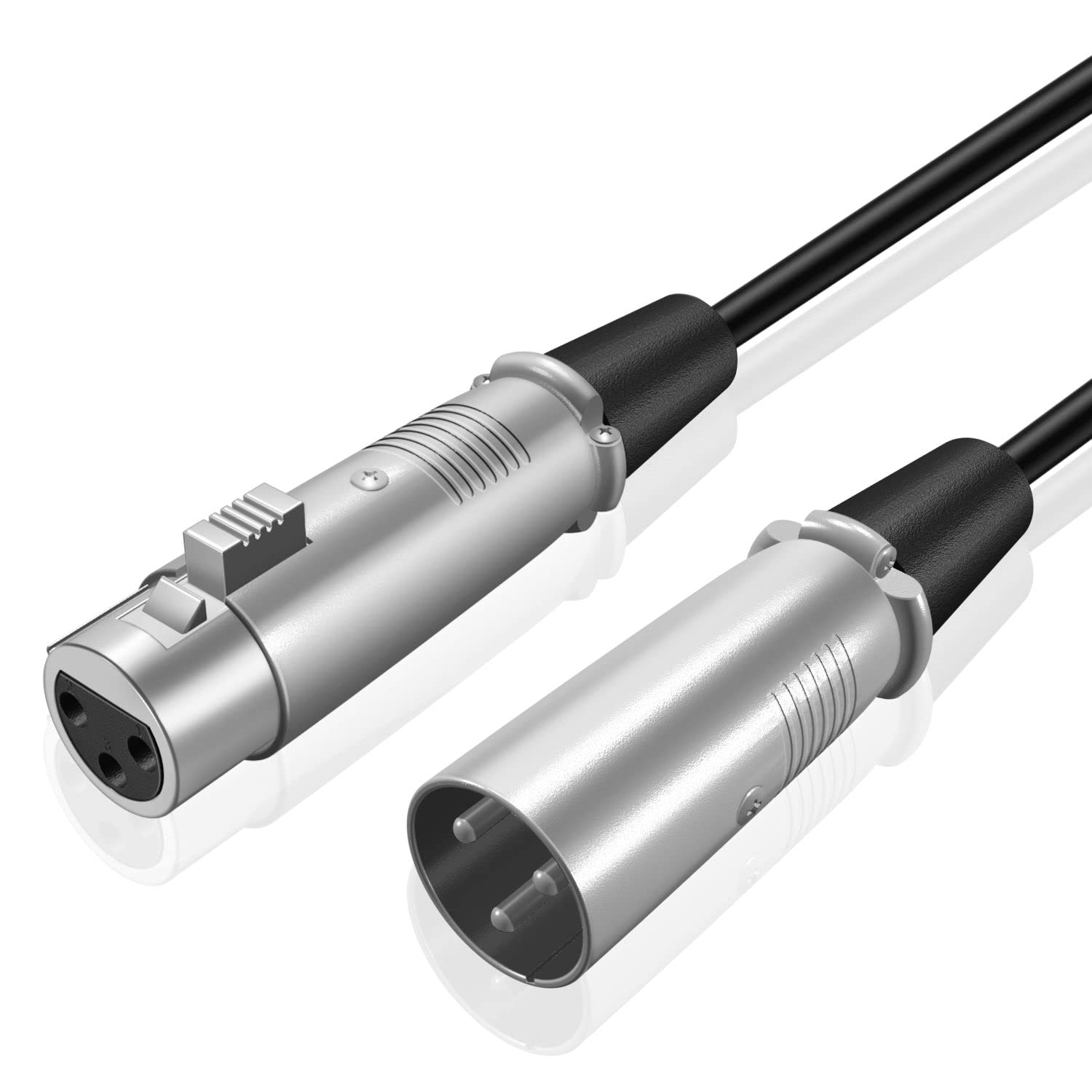 TNP Premium XLR 3 Pin Microphone Cable (10 Feet) - Male to Female XLR3F to XLR3M Connector Adapter Converter Professional Balanced Interconnect XLR Audio Wire Cord 10 Feet 1 Male to 1 Female, Black