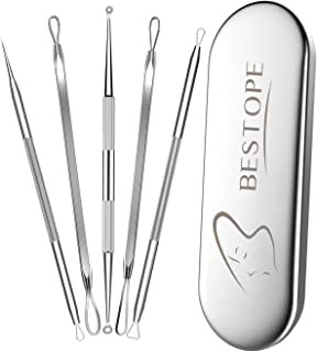 Book Cover Blackhead Remover Tool Pimple Popper Tool Kit - Comedone Zit Acne Extractor Tool for Face,Whitehead Blemish Extraction Kit,Stainless Steel