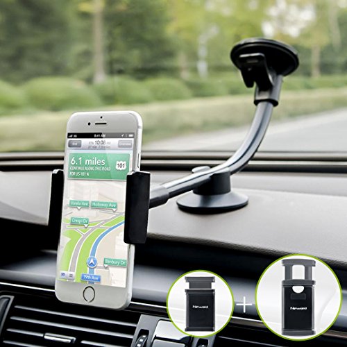 Car Phone Mount, Newward 2-in-1 Long Arm Windshield Dashboard Cell Phone Holder for Car Compatible with iPhone 11/11 Pro/Xs/XR/X/8 Plus/8/7/6, Galaxy S20/S10/S9/S9 /Note 10/S8, Huawei and More