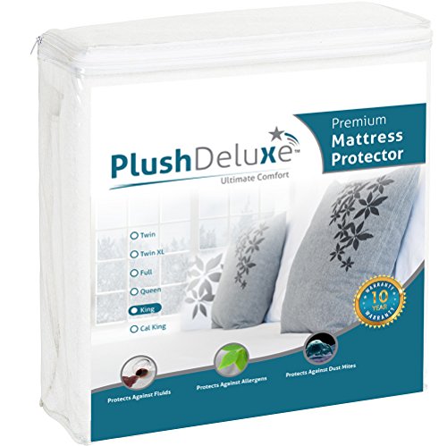 Book Cover PlushDeluxe Premium Mattress Protector, Waterproof & Hypoallergenic Mattress Cover, Breathable Soft Cotton Terry Surface, King