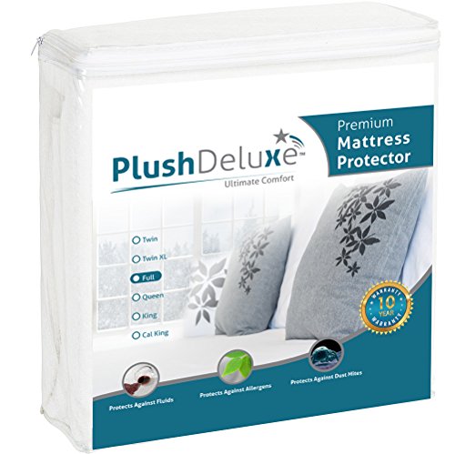 Book Cover PlushDeluxe Premium Mattress Protector, Waterproof & Hypoallergenic Mattress Cover, Breathable & Without Vinyl Soft Cotton Terry Surface, Full
