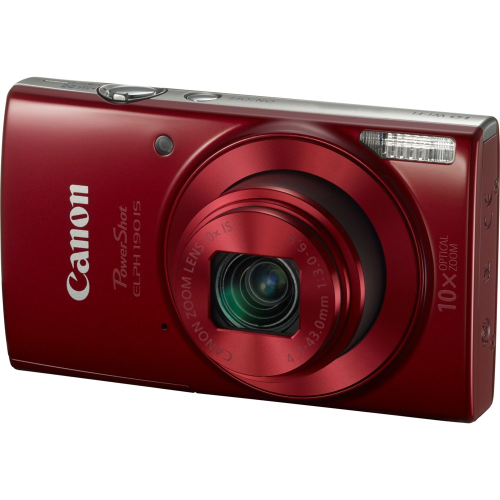 Canon PowerShot ELPH 190 Digital Camera w/ 10x Optical Zoom and Image Stabilization - Wi-Fi & NFC Enabled (Red) Red Camera only