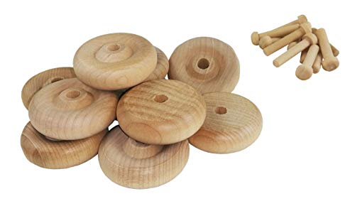Book Cover Wood Wheels - 100 Pack with Free Axle Pegs - Made in USA (1.5