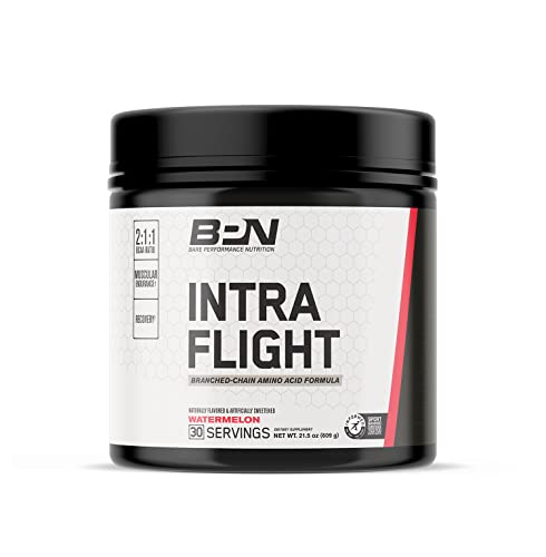 BARE PERFORMANCE NUTRITION Intra-Flight, Branch Chain Amino Acids, Ultimate Endurance Supplement, Increase Endurance and Stamina, 2:1:1 BCAA + Recovery (30 Servings, Watermelon)