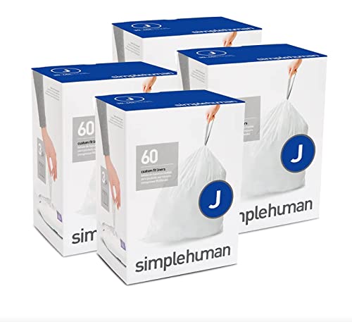 Book Cover simplehuman Code J Custom Fit Drawstring Trash Bags in Dispenser Packs, 30 Liter / 8 Gallon, White – 240 Liners