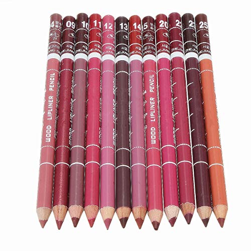 Shuiniba 12 Pieces Lip Liners Pencil Set, Premium Waterproof Smooth Lip Pencils, Long Lasting Lipliners for Women/Girl - 12 Colors